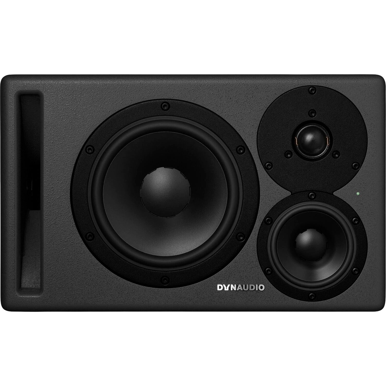 Dynaudio CORE 47 3-Way Powered Studio Monitor, front view horizontal. Showcases the professional studio monitor with its 7-inch woofer, 4-inch midrange, and 1-inch tweeter in a sleek, compact cabinet, designed for accurate nearfield and midfield audio monitoring.