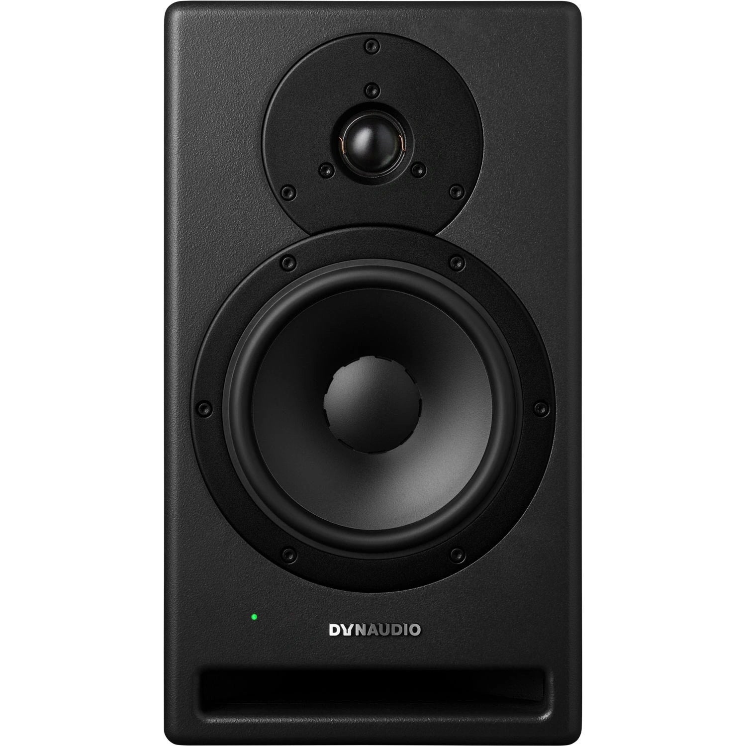 Dynaudio CORE 7 2-Way Active Studio Monitor, front view. Features a 7-inch woofer and 1-inch Esotar Pro tweeter in a compact cabinet, delivering high-performance two-way sound for professional nearfield monitoring.