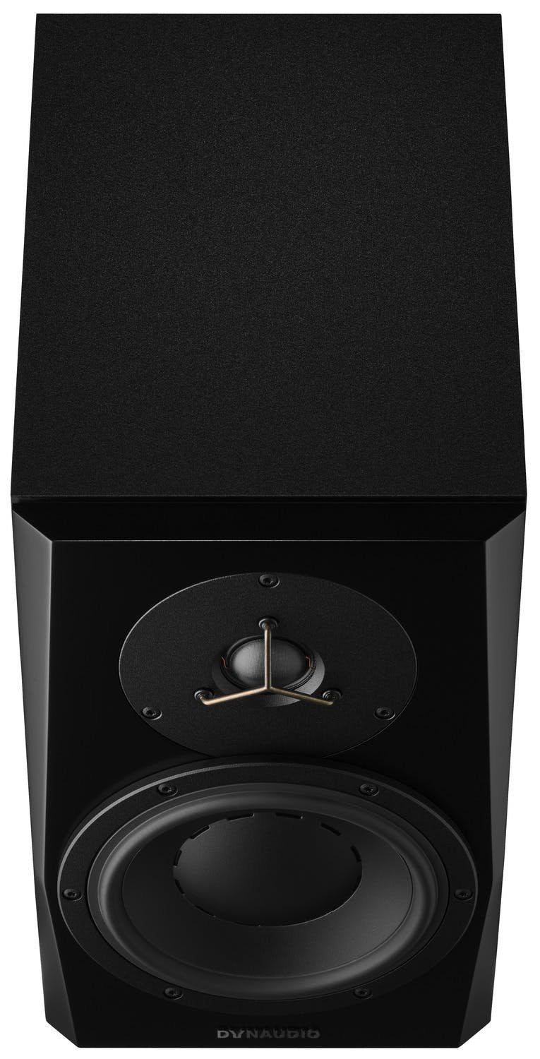 Dynaudio LYD 7 Active Studio Monitors, top front view. Highlights the 7-inch woofer and 1-inch soft-dome tweeter in a sleek, compact cabinet, optimized for professional nearfield monitoring.