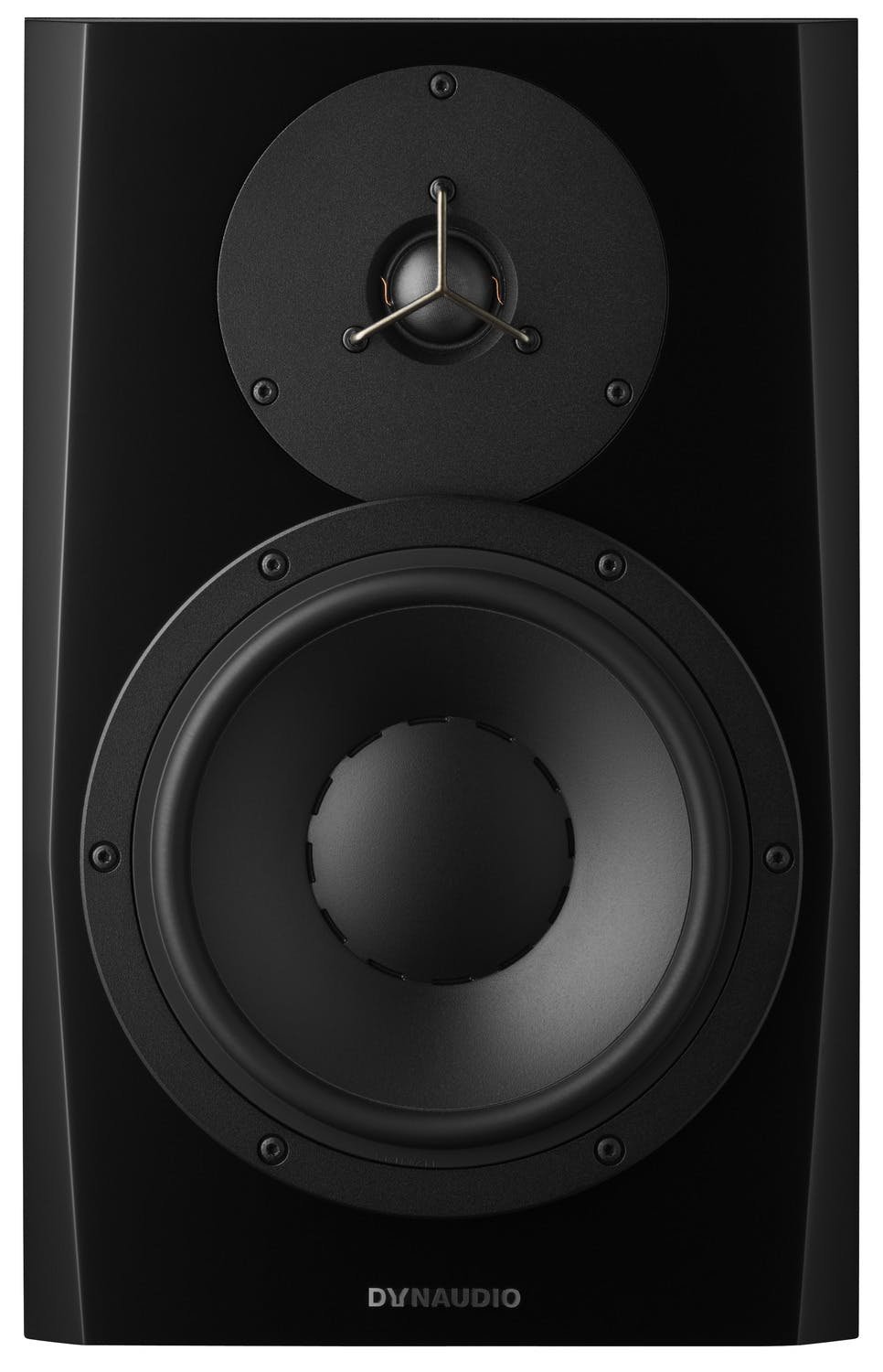 Dynaudio LYD 8 Active Studio Monitors, front view. Highlights the 8-inch woofer and 1-inch soft-dome tweeter in a compact cabinet with a front-ported design, optimized for accurate nearfield studio monitoring.