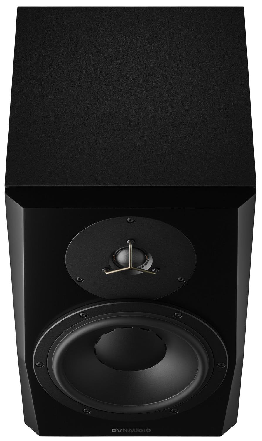 Dynaudio LYD 8 Active Studio Monitors, top front view. Highlights the 8-inch woofer and 1-inch soft-dome tweeter in a compact cabinet with a front-ported design, optimized for accurate nearfield studio monitoring.