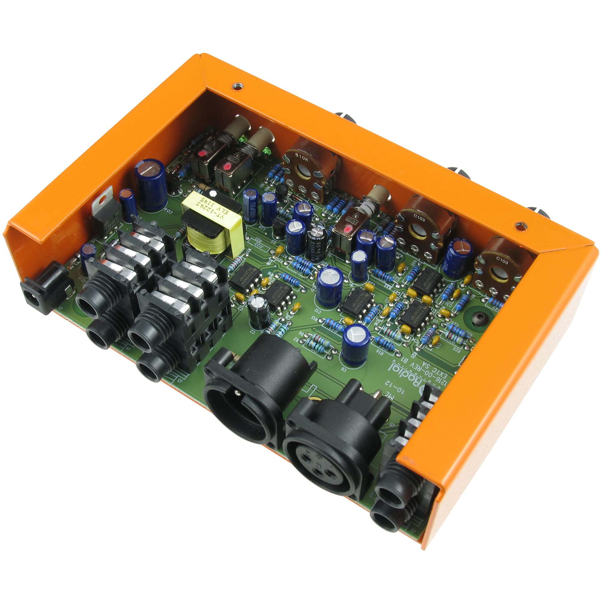Radial EXTC-SA Effects Loop Interface / Reamper, interior view showing circuit board and components.