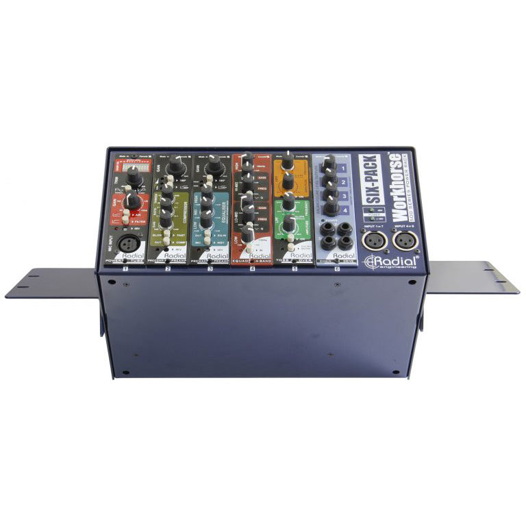 Radial SixPack Rack and Desktop Adapter. An accessory kit that includes rack ears and mounting hardware, designed to convert the Radial SixPack 500 series chassis for either standard 19-inch rackmount or desktop use