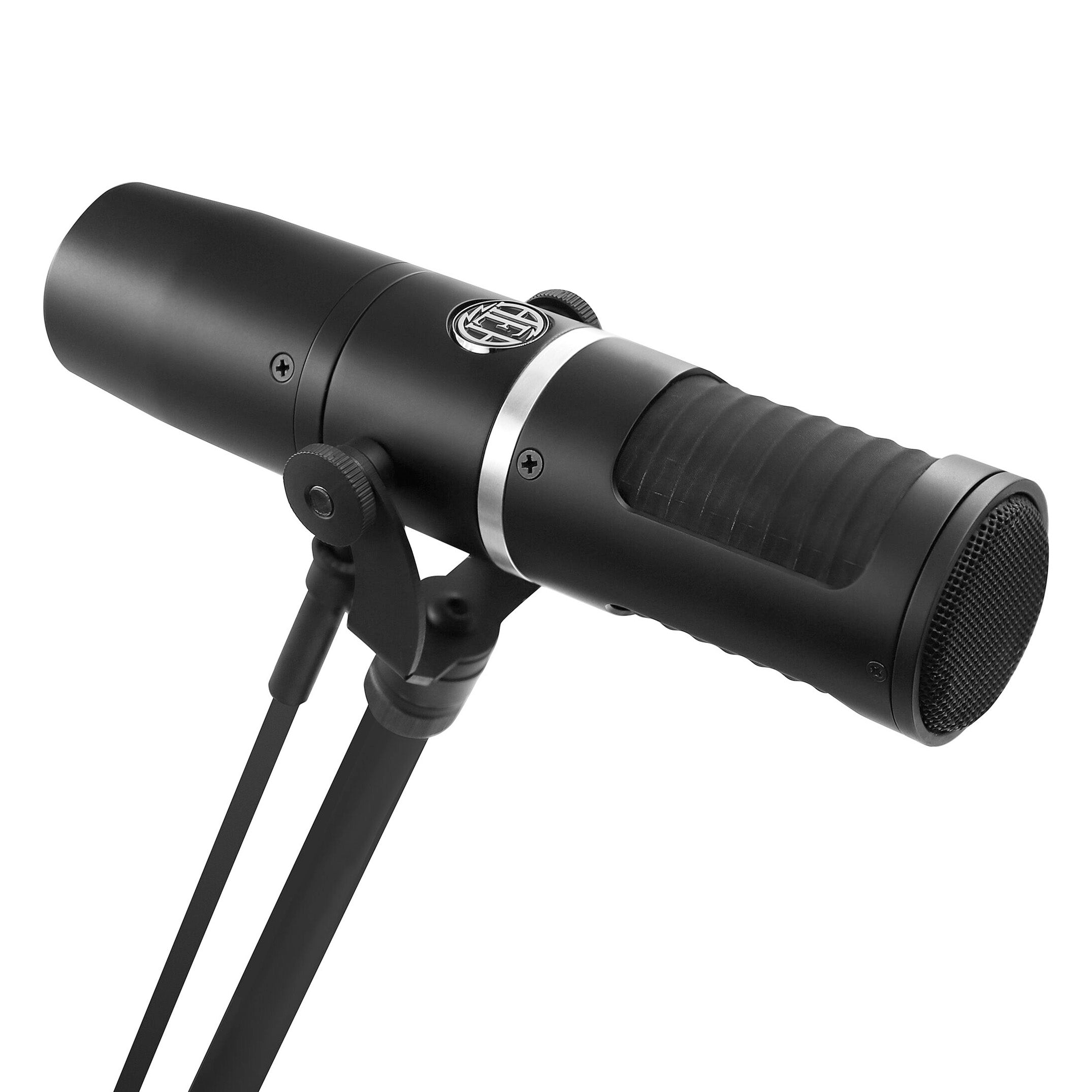 AEA KU5A Supercardioid Ribbon Microphone on a stand, showcasing its front-address design, ideal for precise vocal or instrument miking in professional studios.