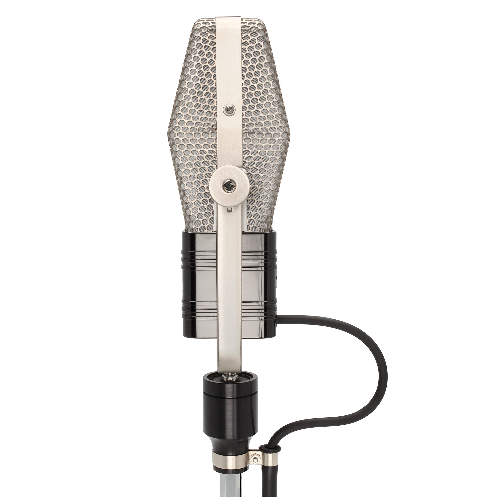 AEA R44CE Ribbon Microphone side view, showcasing its iconic, large-format design and robust construction, embodying a classic studio sound.