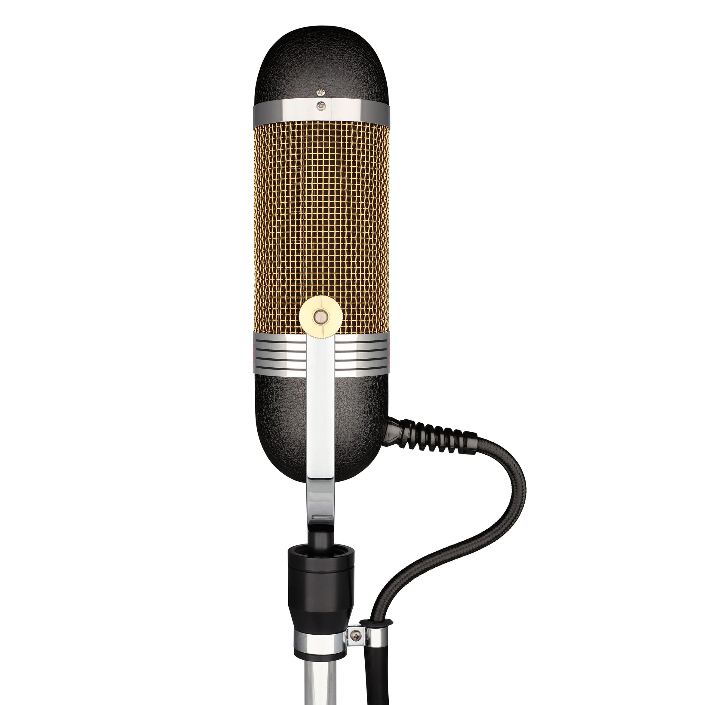 AEA R84A Active Ribbon Microphone side view, showcasing its classic large-format design and robust build, offering high output and consistent impedance for versatile studio recording.
