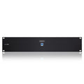 Amphion Amp700 Stereo Power Amplifier front view, showcasing its clean, minimalist design and power indicator light for professional studio setups.