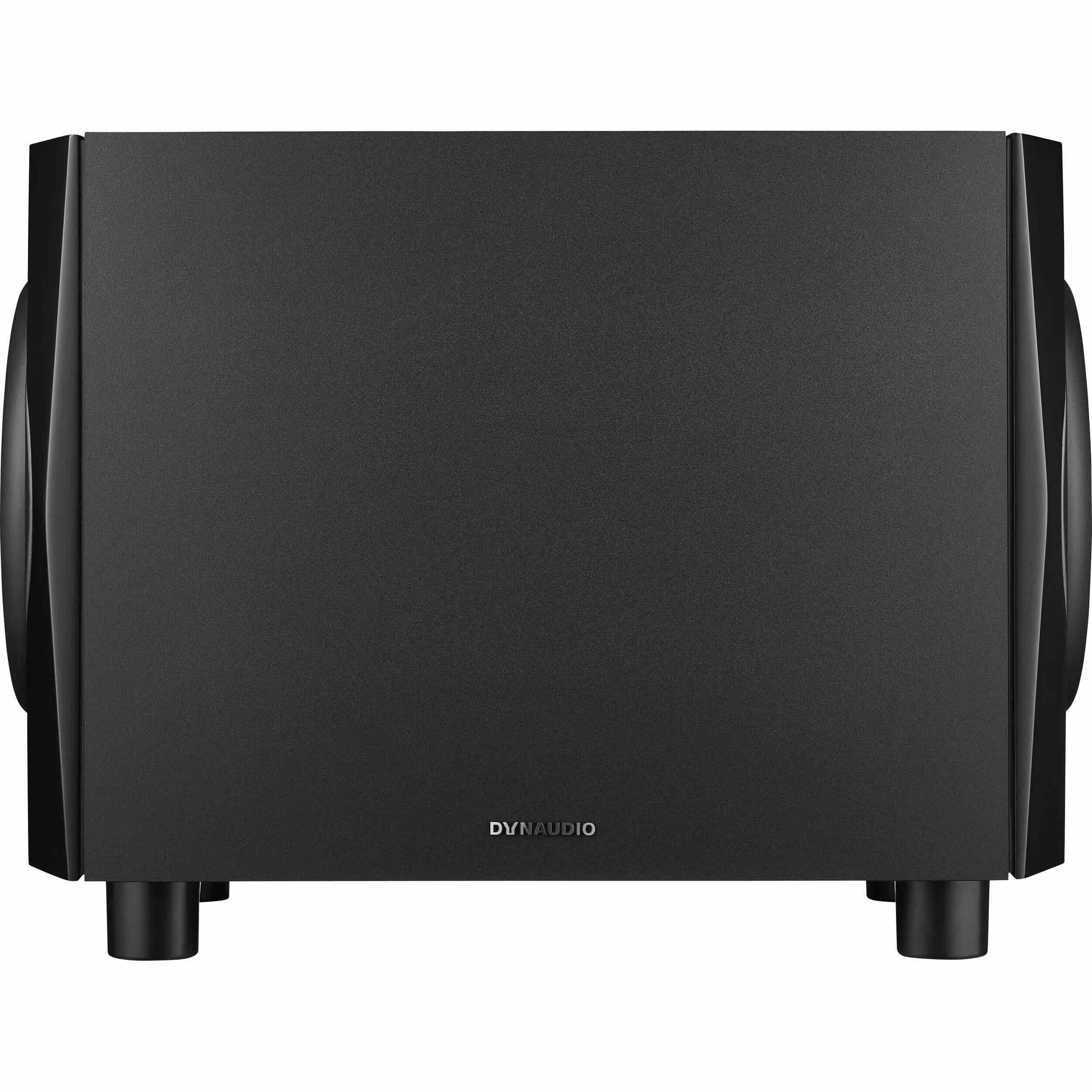 Dynaudio Acoustics 18S True Bass dual 9.5" active subwoofer, 500W, side view. Shows the minimalist, professional finish of the subwoofer cabinet, highlighting its sleek design and studio-grade build quality.