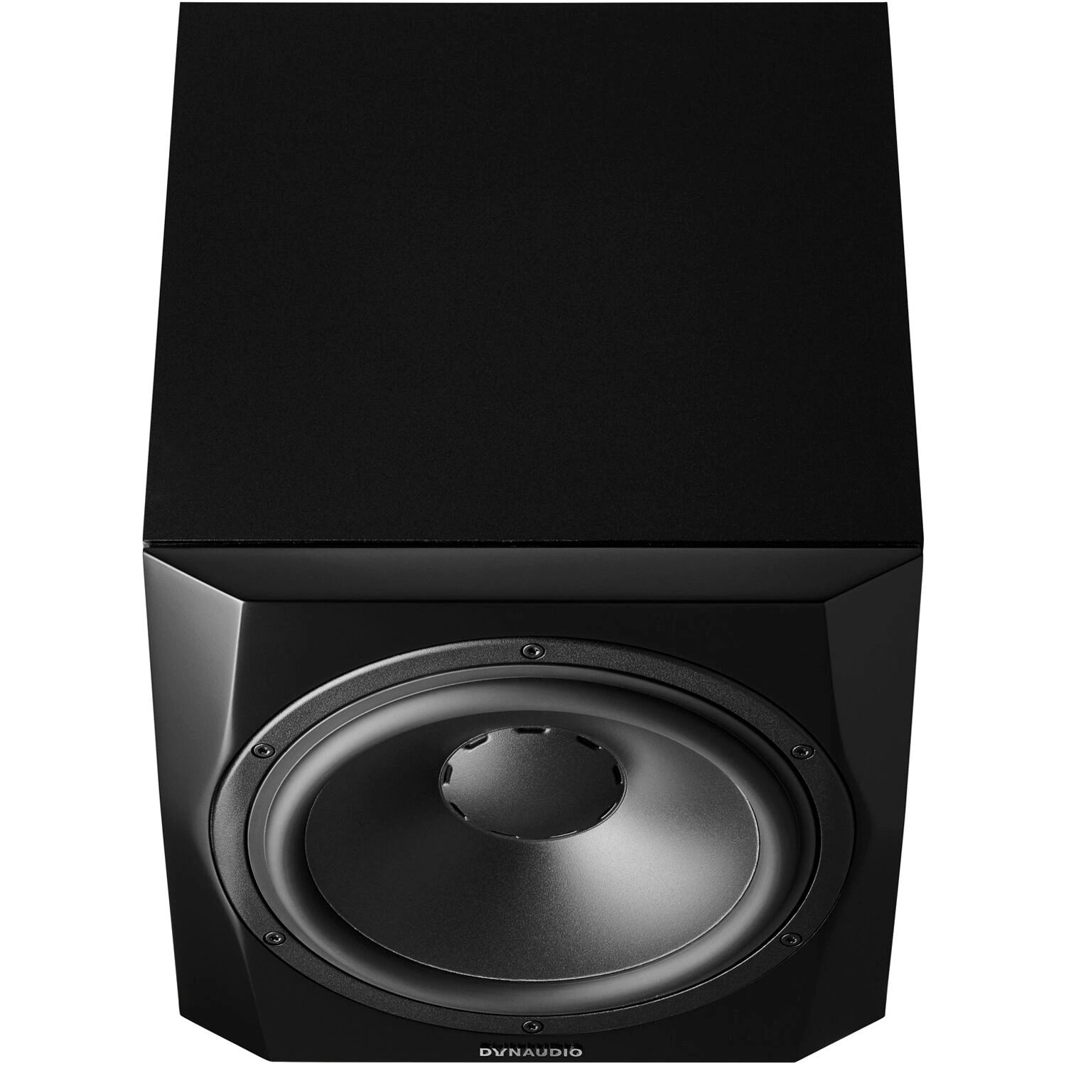 Dynaudio Acoustics 9S True Bass 9.5" active subwoofer, 300W, angled front view. Shows the professional, compact cabinet design with the single 9.5-inch driver visible.