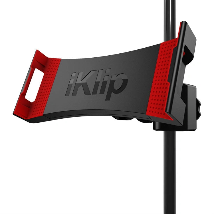 IK Multimedia iKlip 3 Deluxe with Tripod Mount and Mic Stand Attachment angled view, in a closed position.