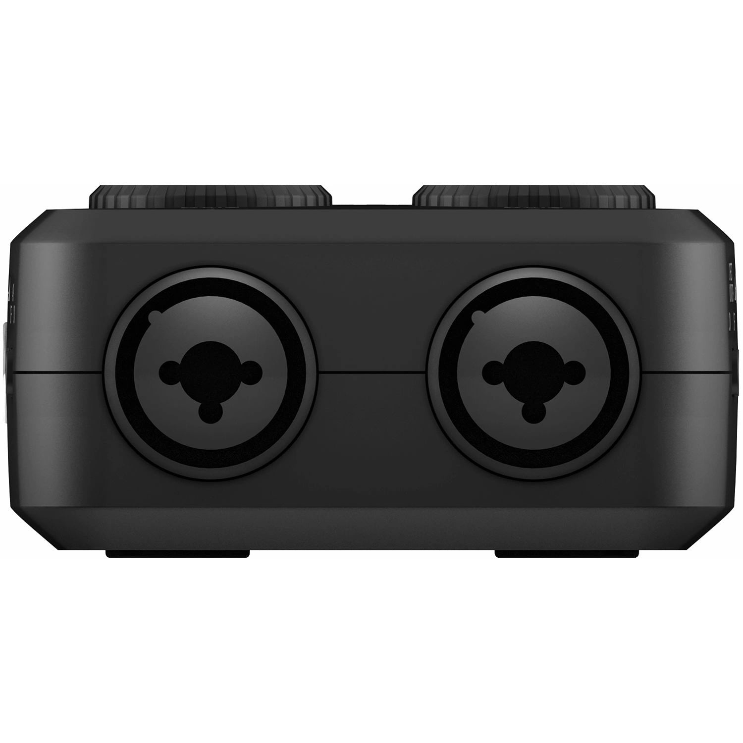 IK Multimedia iRig Pro Duo I/O Portable 2-Channel Audio MIDI Interface bottom view, showing its two inputs.
