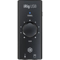 IK Multimedia iRig USB-C Guitar Interface top view, showing its minimalistic design with one gain knob and signal indicator LED.