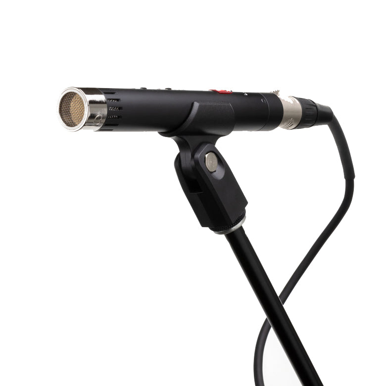 Lauten Audio LA-120 V2 Small-Diaphragm Condenser Microphone with cardioid capsule mounted on a mic stand.