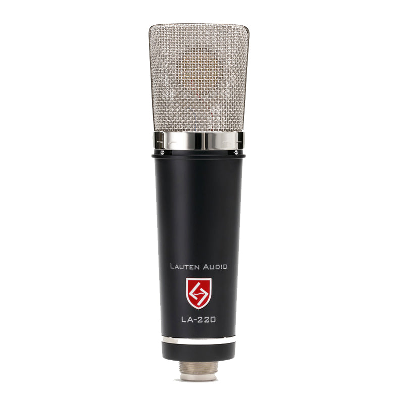 Lauten Audio LA-220 V2 Large-Diaphragm Condenser Microphone, showing its body and grille, with low and high pass filter switches.