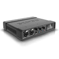 MOTU UltraLite Mk5 18x22 USB Audio Interface, showing its front panel with two combo XLR/TRS inputs, individual gain controls, headphone output, and a display screen.