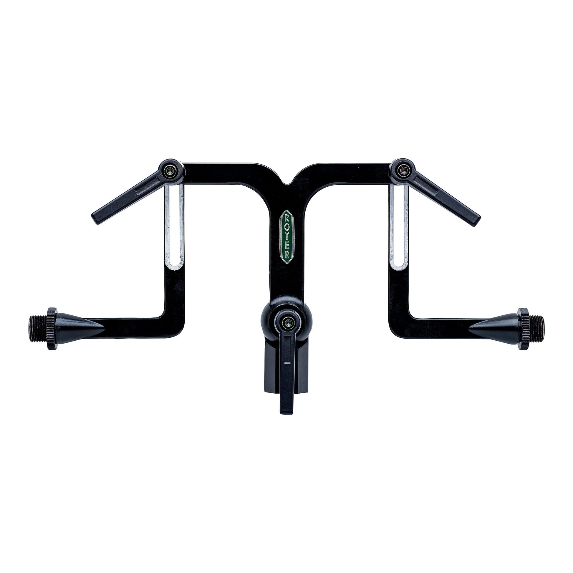 Royer FlexBar dual microphone utility mount, offering versatile positioning for two microphones on a single stand for stereo or blended recording.