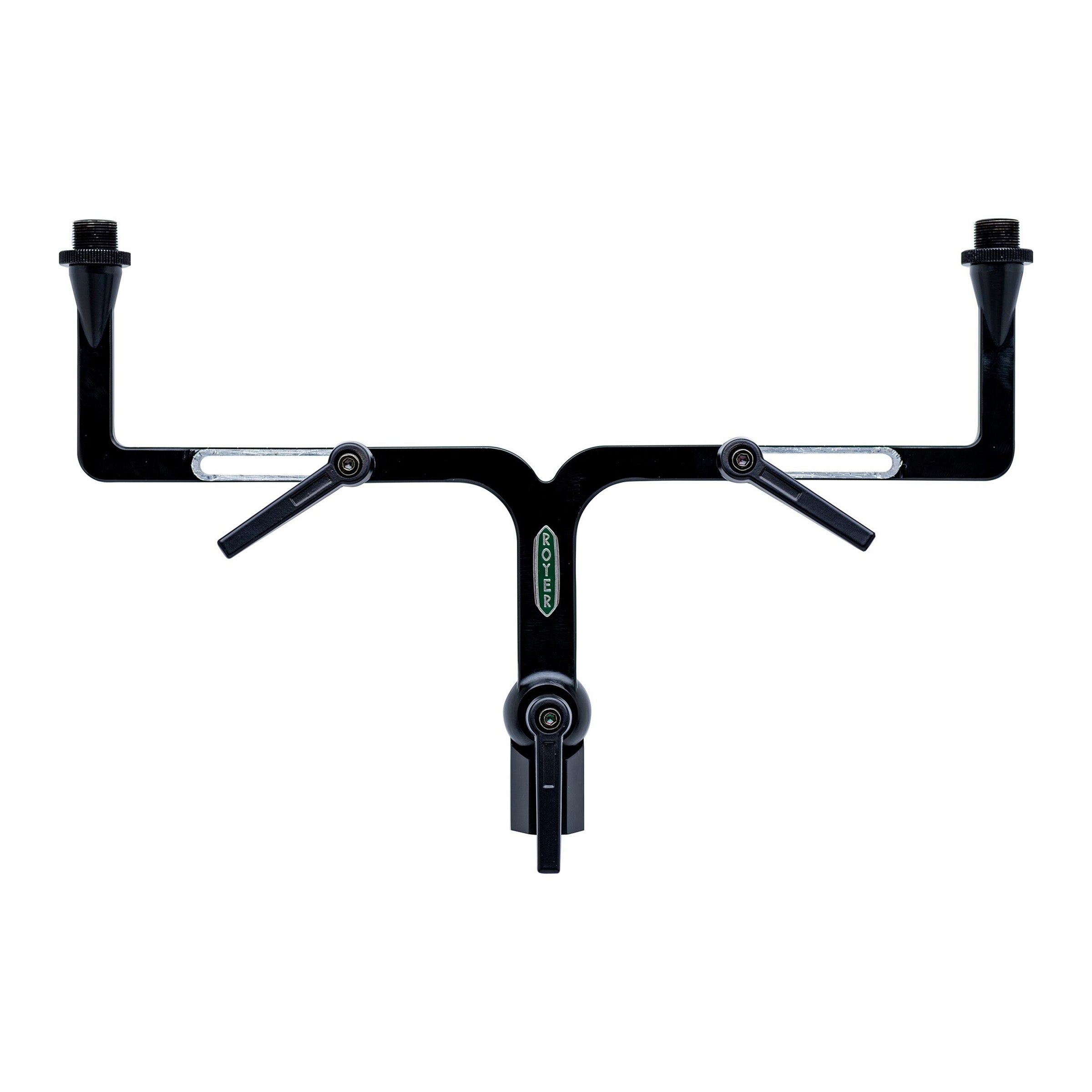 Royer FlexBar dual microphone utility mount, offering versatile positioning for two microphones on a single stand for stereo or blended recording.