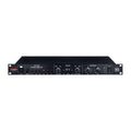 Warm Audio TB12 Tone Beast Microphone Preamp, front view, featuring switchable vintage discrete amplifier, output transformers (steel/nickel), and capacitor types for varied tonal character. Shows mic and instrument inputs, gain/saturation and output knobs, phantom power, -20dB pad, and high-pass filter controls with illuminated meters.