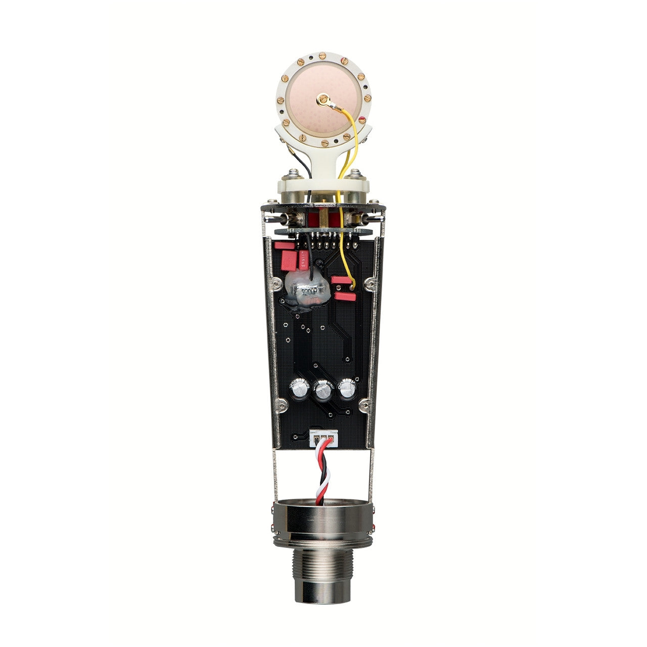 Warm Audio WA-47jr Large-Diaphragm FET Condenser Microphone (Nickel), inside showing components and microphone capsule.
