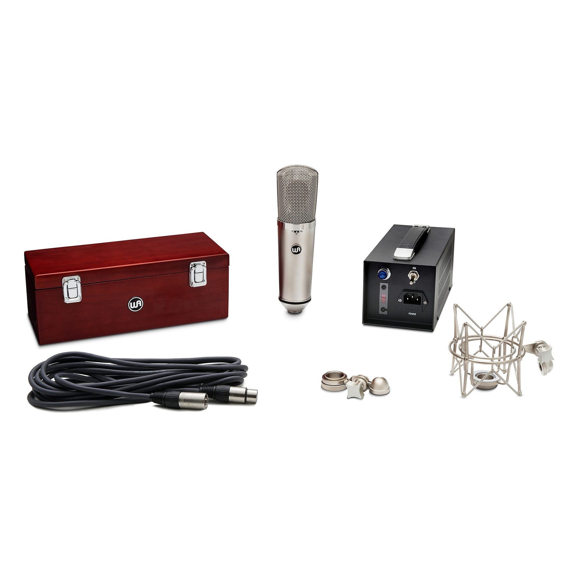 Warm Audio WA-67 Tube Large-Diaphragm Condenser Microphone with custom carry case, shockmount, power supply, hardmount, and microphone cable