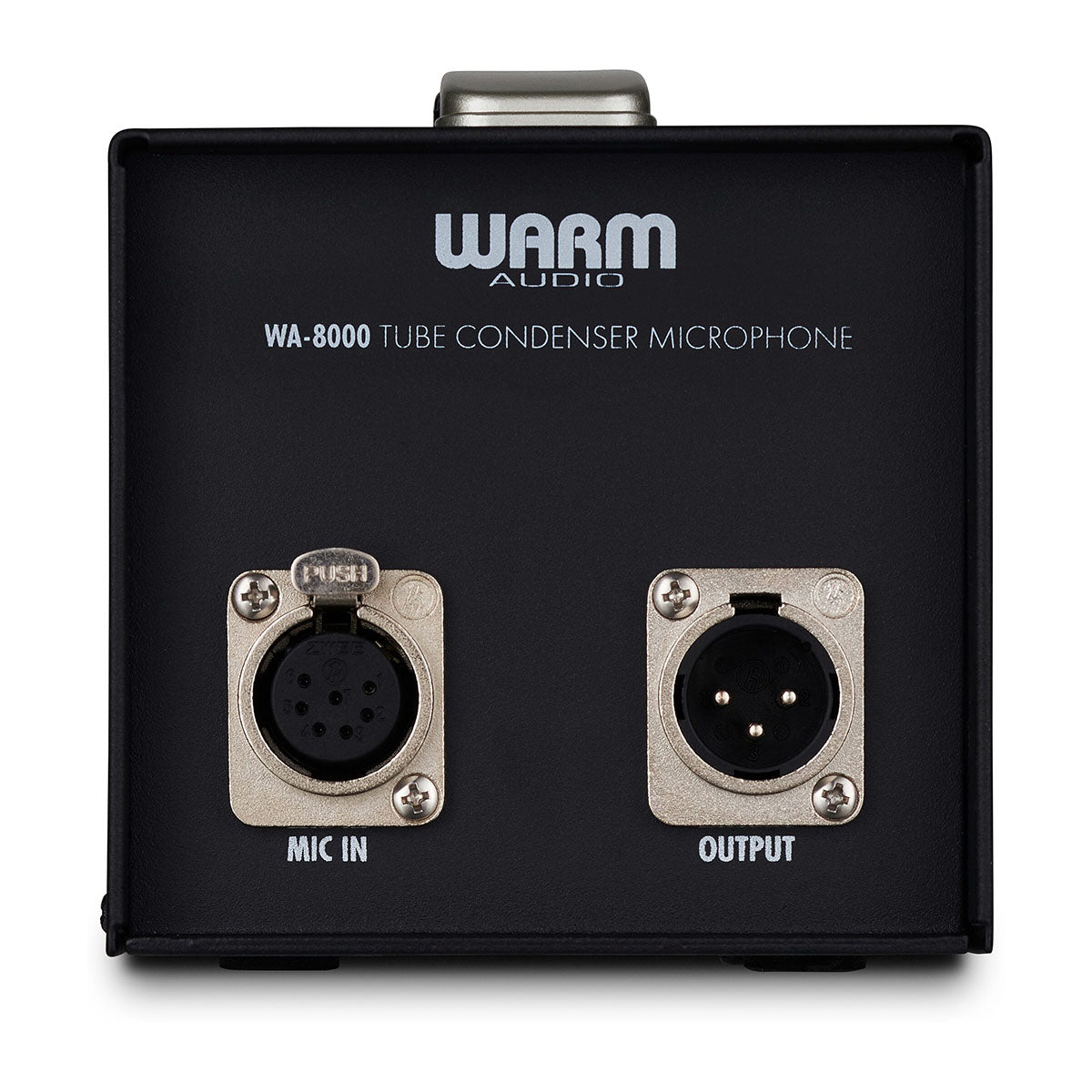 Warm Audio WA-8000 Large-Diaphragm Tube Condenser Microphone Power Supply, front view showing the XLR mic input and output