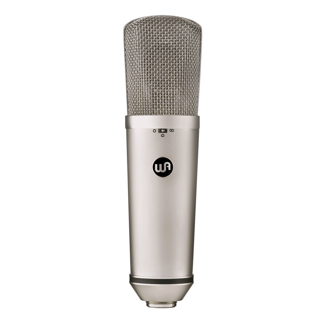 Warm Audio WA-87 R2 Multi-Pattern Condenser Microphone (Nickel), front view showing polar pattern selector switch.